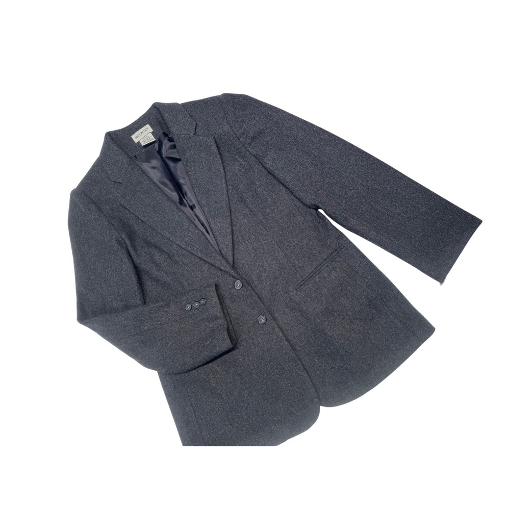 White Stag Women's Charcoal Gray 100%Wool Blazer Jacket‎ Size 12 Two Button